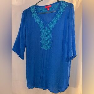 Lilly Pulitzer for target Royal Blue Tunic with Teal Embroidery XS